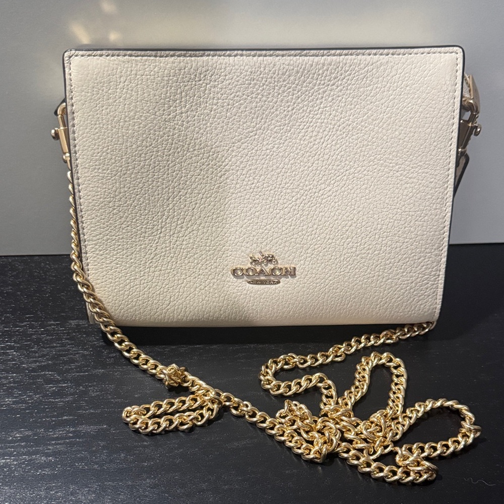 Coach Ivory Crossbody Bag with Gold Chain